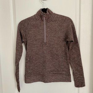 Lululemon Mock Neck Half-Zip Long Sleeve Sweater Like-New Mahogany Brown Heather
